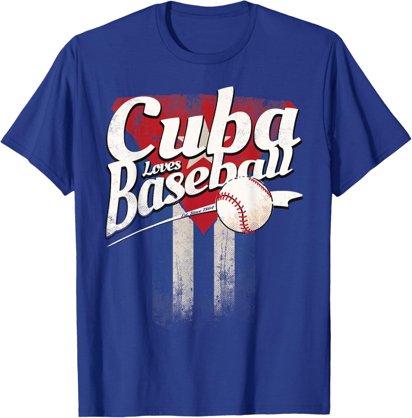 Cuban Baseball Shirt Cuba Flag Beisbol Fan Hispanic Heritage T-Shirt - T-Shirt | Royal
