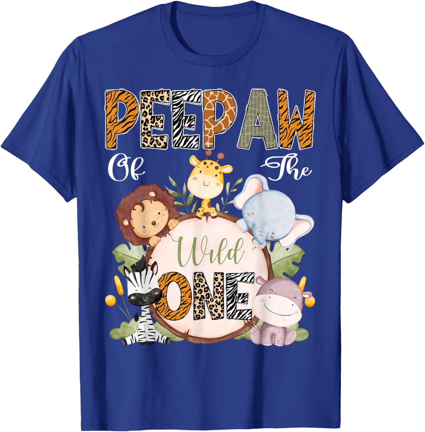 Peepaw Of The Wild One 1St Birthday Safari Woodland T-Shirt - T-Shirt | Royal