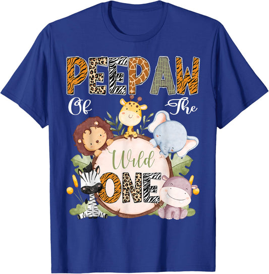 Peepaw Of The Wild One 1St Birthday Safari Woodland T-Shirt - T-Shirt | Royal