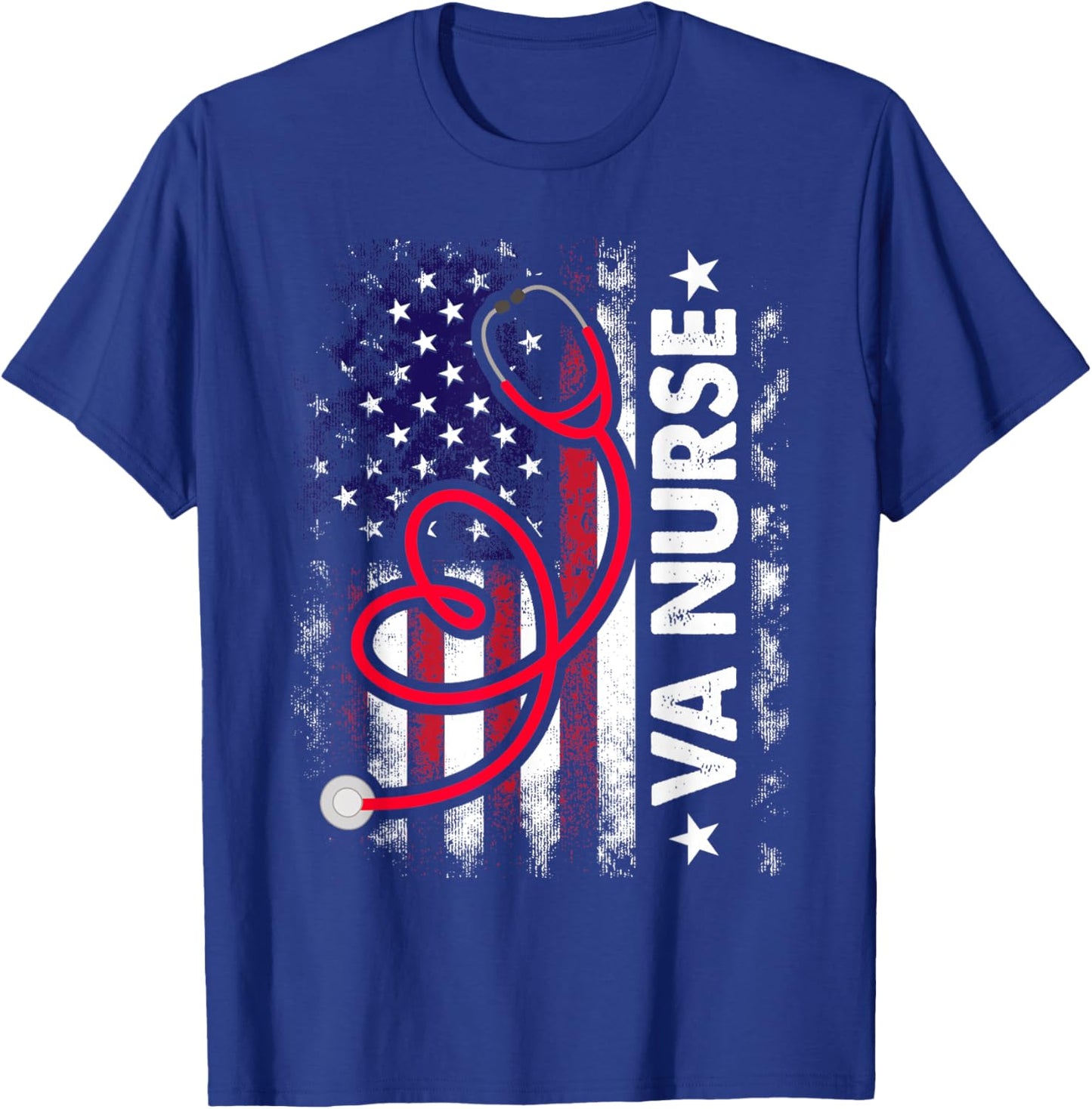 American Flag VA Nurse Patriotic 4th of July T-Shirt - T-Shirt | Royal