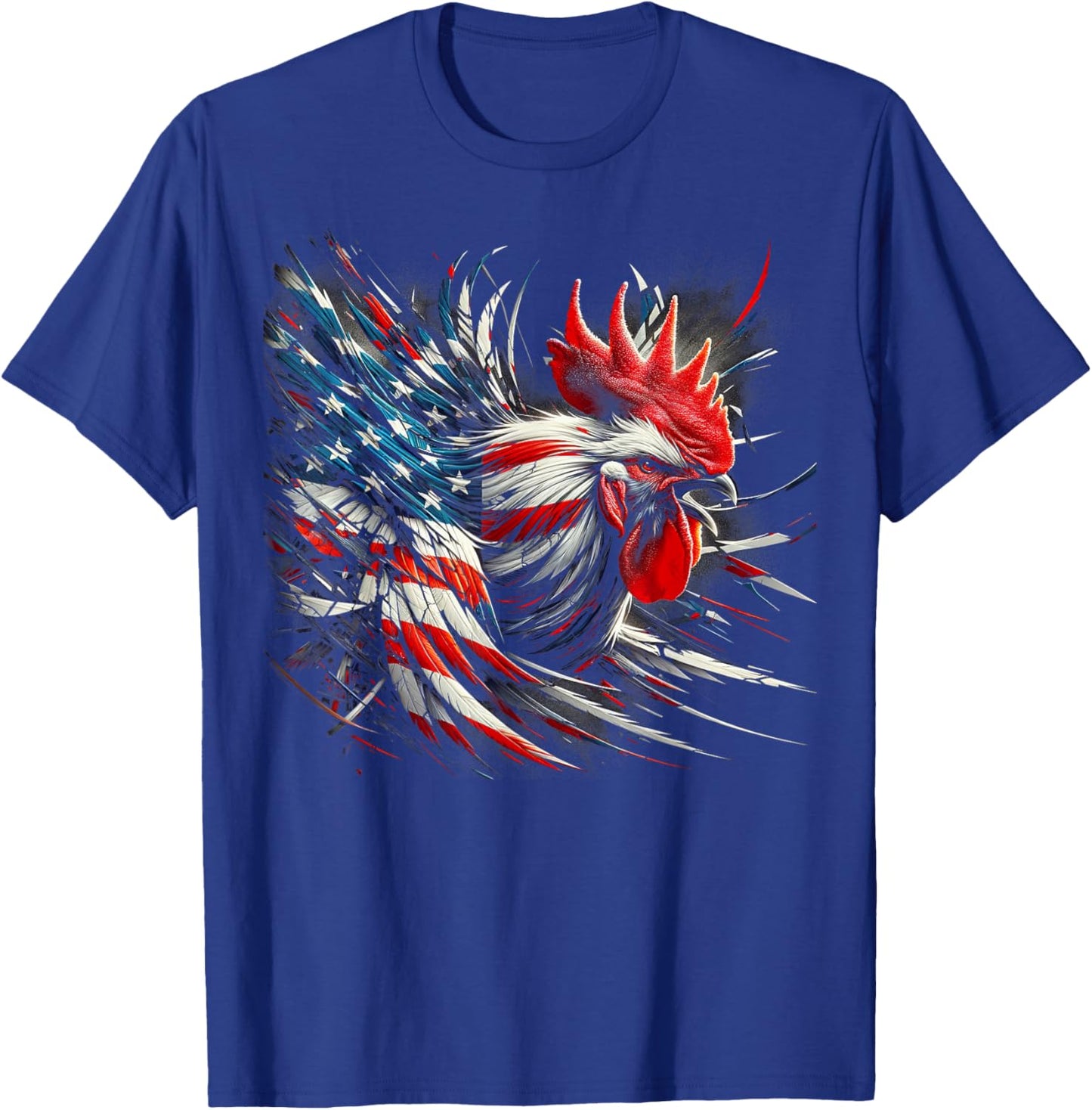 American Flag Rooster Chicken 4th of July Animal T-Shirt - T-Shirt | Royal