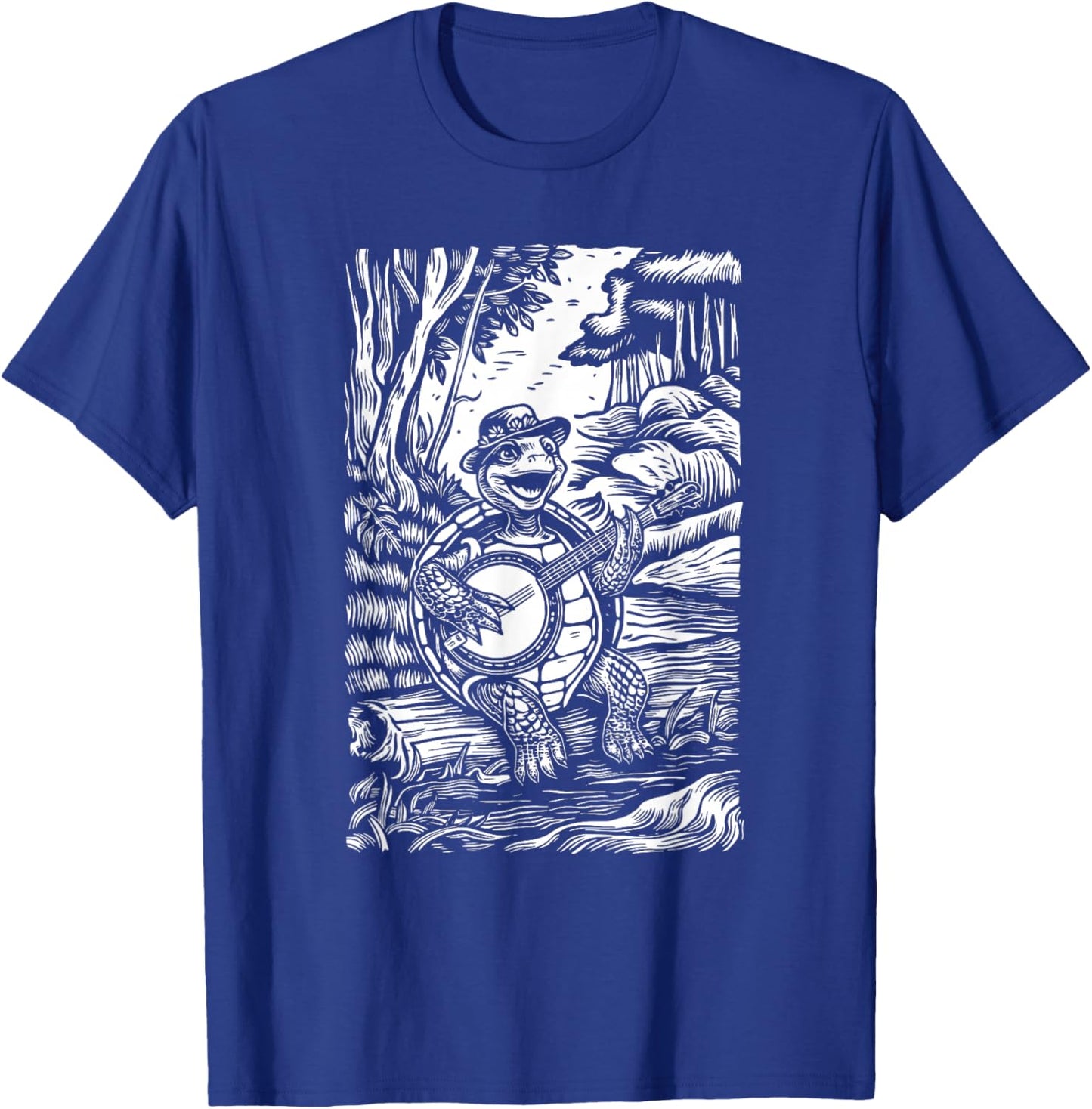 Happy Terrapin BanjoPlayer Folk Music Bluegrass T-Shirt - T-Shirt | Royal