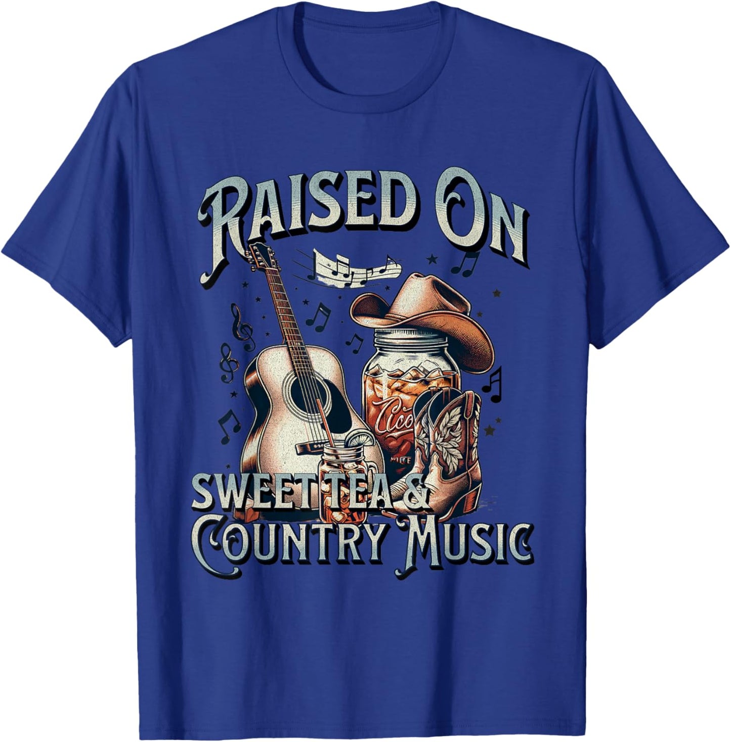 Raised On Sweet Tea And Country Music T-Shirt - T-Shirt | Royal