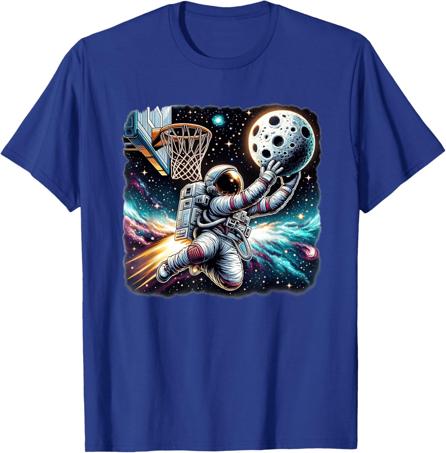 Astronaut Slam Dunking Moon Astrology Basketball Lover T-Shirt - T-Shirt | Royal