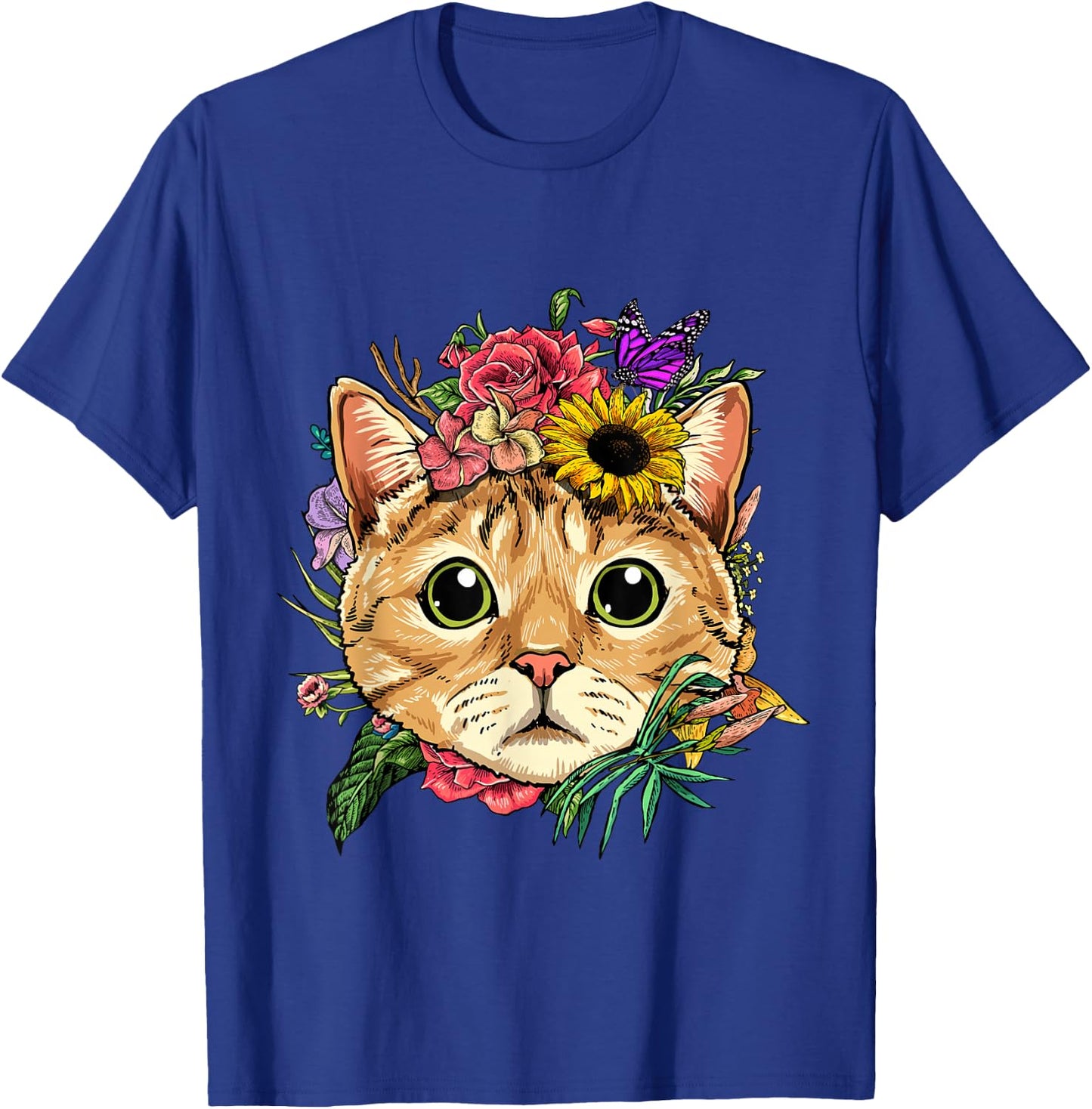 Floral Cat Spring Nature Cat Lovers T-Shirt - T-Shirt | Royal