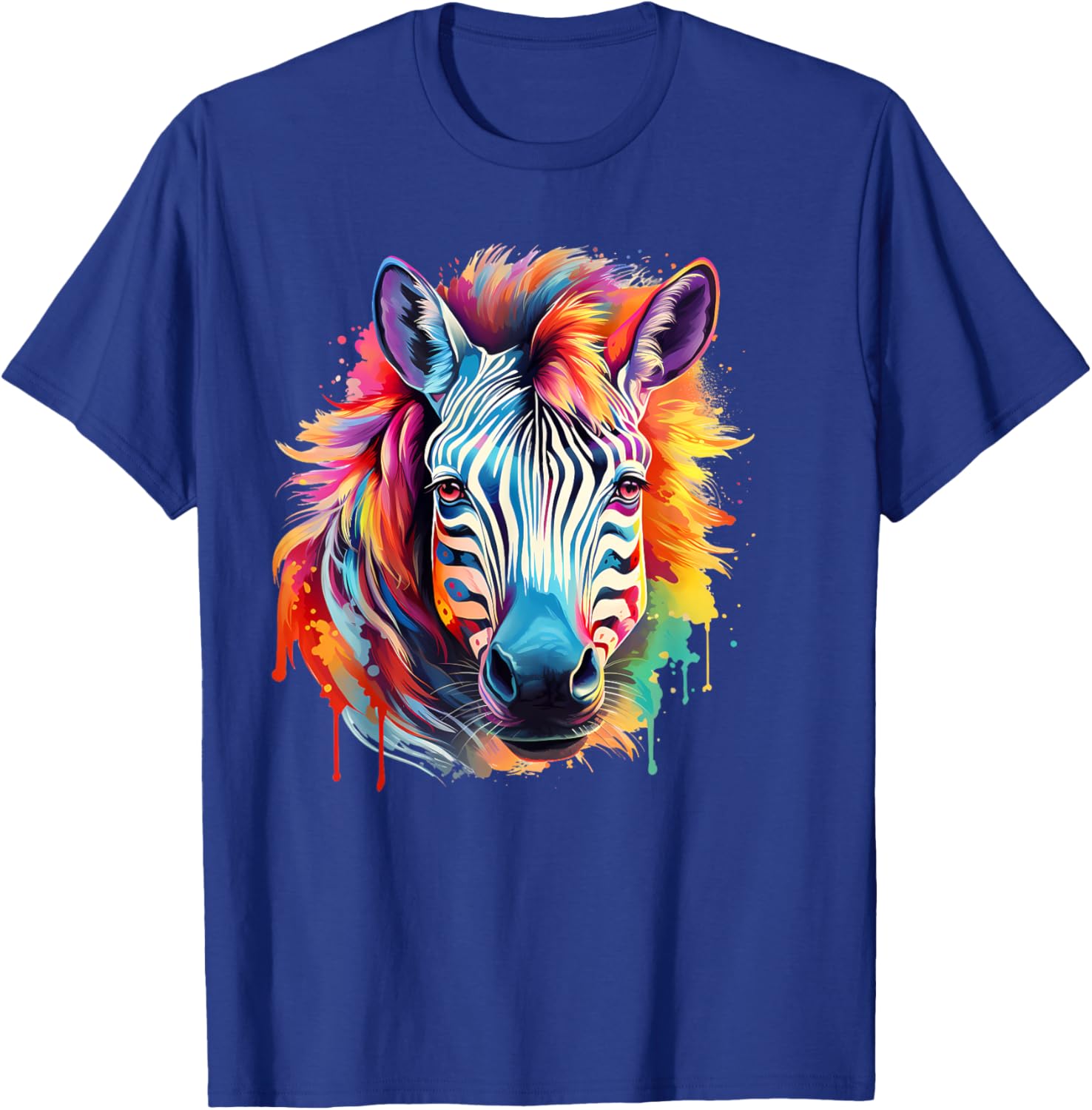 Stripped Pattern Colorful Zebra Horse Print Gift Adult Women T-Shirt - T-Shirt | Royal