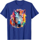 Stripped Pattern Colorful Zebra Horse Print Gift Adult Women T-Shirt - T-Shirt | Royal