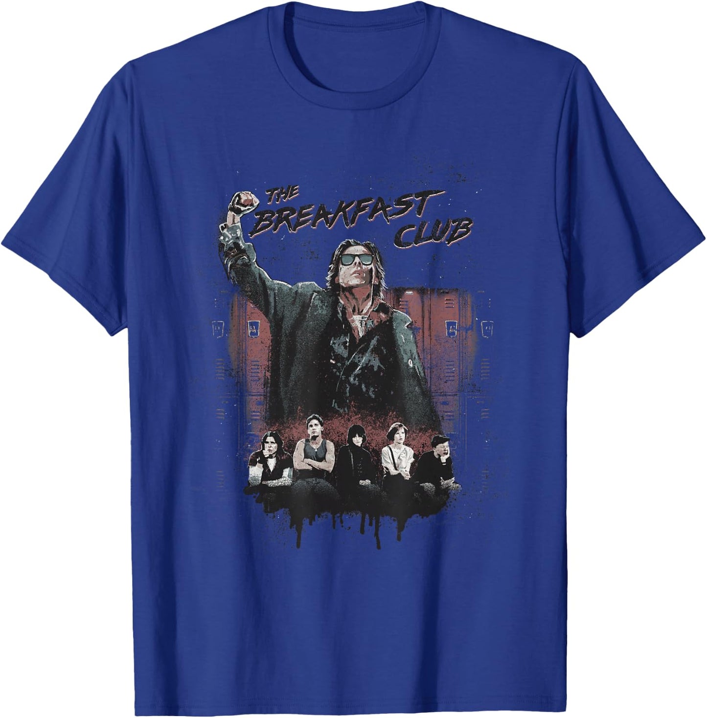 Breakfast Club Distressed Main Cast Logo Collage T-Shirt - T-Shirt | Royal