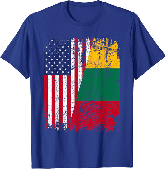 LITHUANIAN American Flag | Men Women Kids | LITHUANIA T-Shirt - T-Shirt | Royal