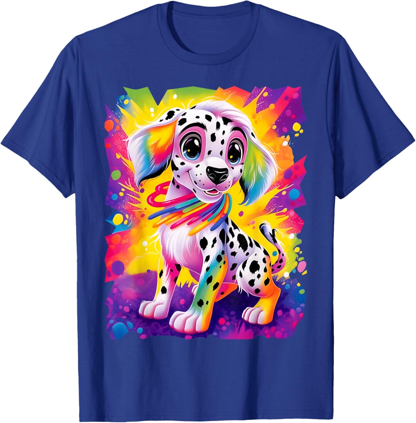 Dinosaurus Rekx Dalmatian Puppy Dog Colorful Rainbow Vibrant Graphic , Small, Black T-Shirt - T-Shirt | Royal