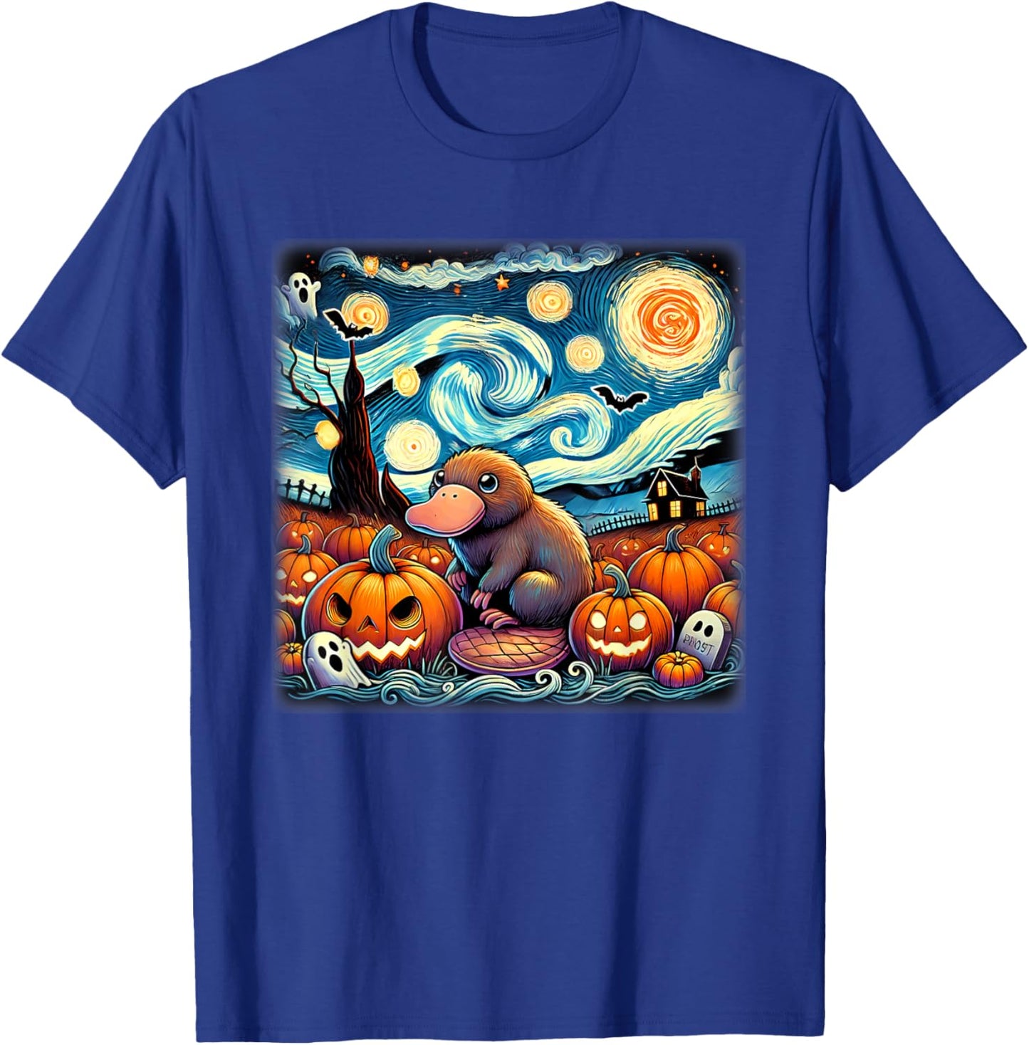 Starry Night Platypus Halloween T-Shirt - T-Shirt | Royal