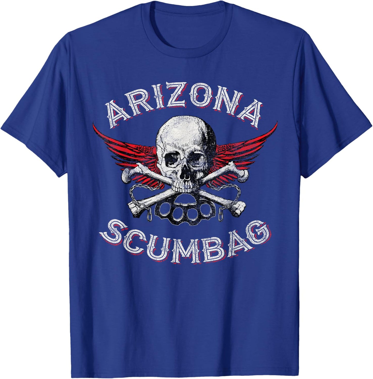 Funny Arizona Scumbag Vintage Distressed Skull Biker Style T-Shirt - T-Shirt | Royal