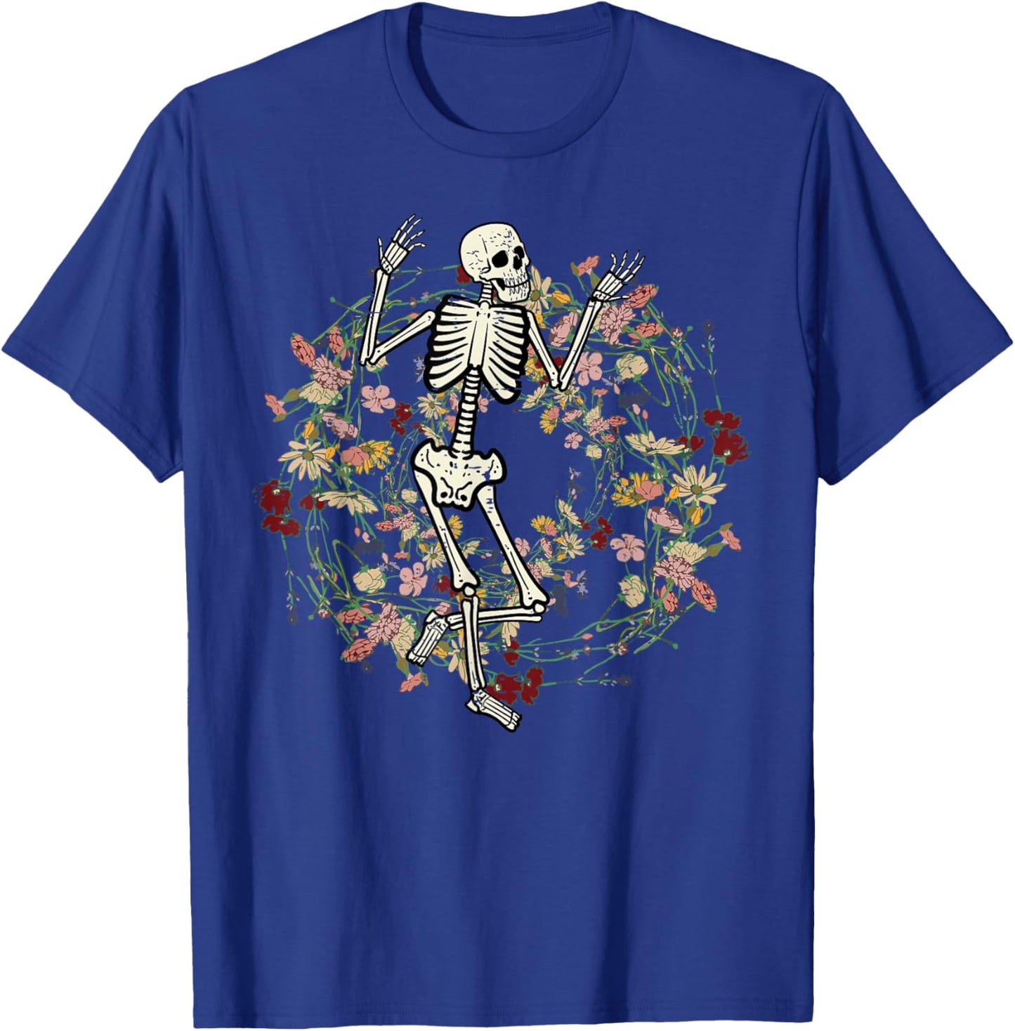 Floral Skeleton Funny Goth Halloween Costume Men Women Kids T-Shirt - T-Shirt | Royal