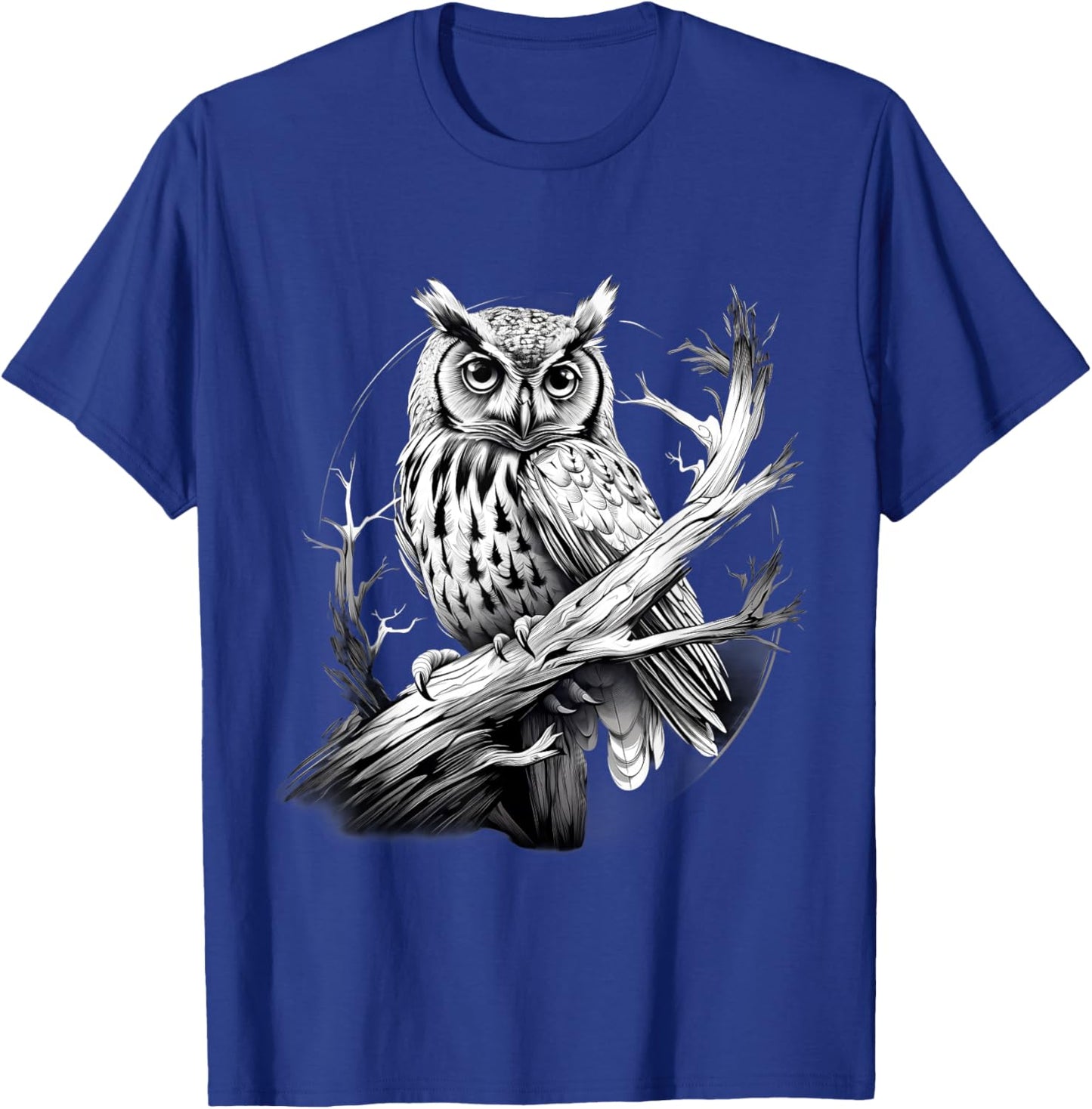 Owl Artwork Animal Lovers Animal Print Portrait Drawing T-Shirt - T-Shirt | Royal