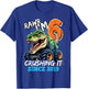 6th Birthday Monster Truck Dinosaur Party Boys Rawr I'm 6 T-Shirt - T-Shirt | Royal