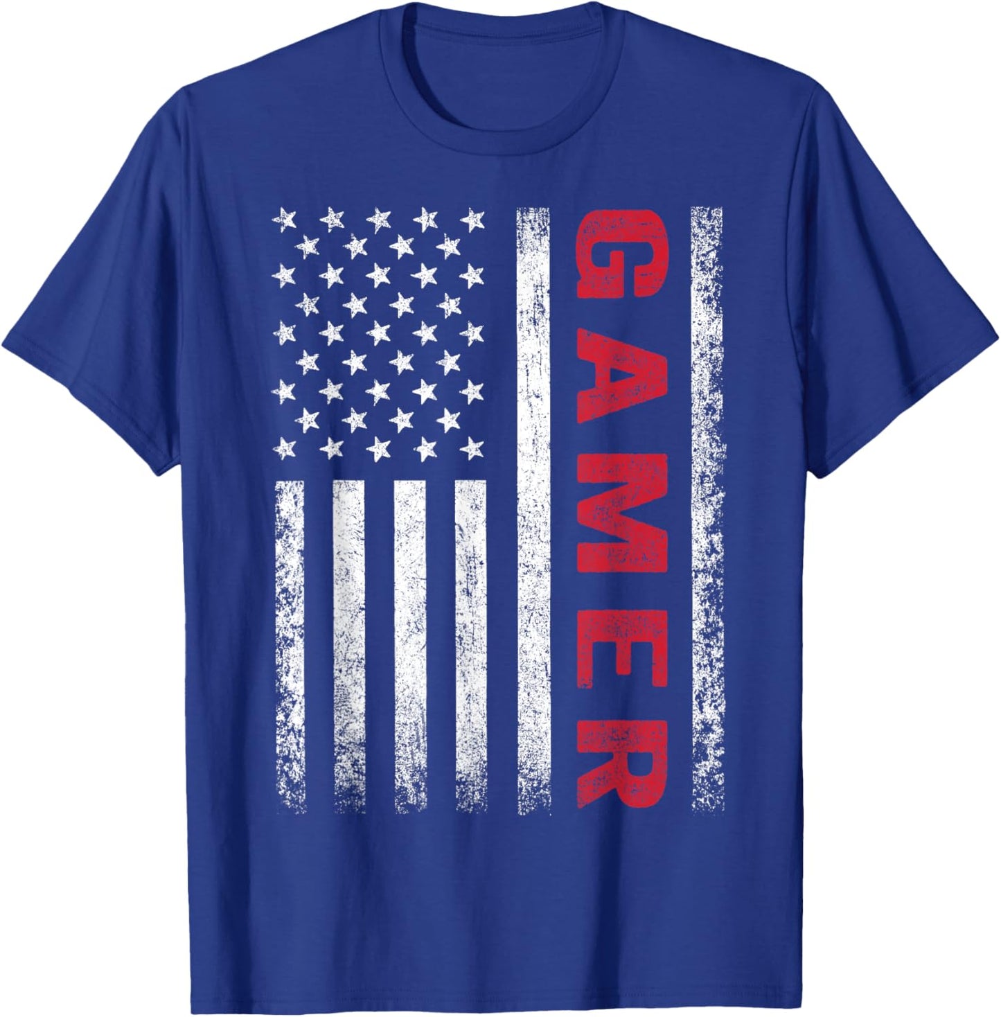 American Flag Funny Gamer Gift Video Games Boys Men Gaming T-Shirt - T-Shirt | Royal