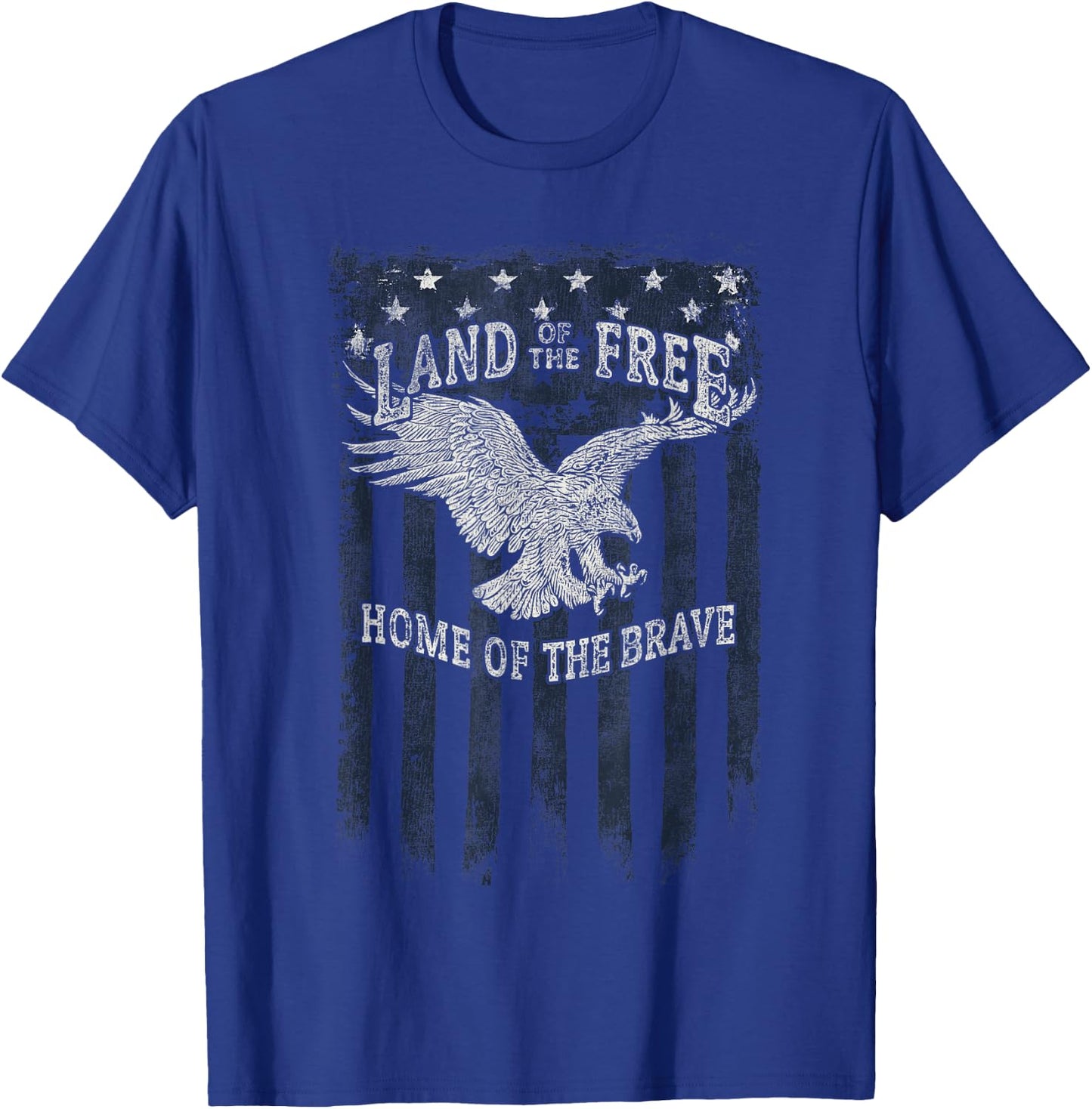 Land Of The Free Home Of The Brave Eagle Vertical Flag T-Shirt - T-Shirt | Royal