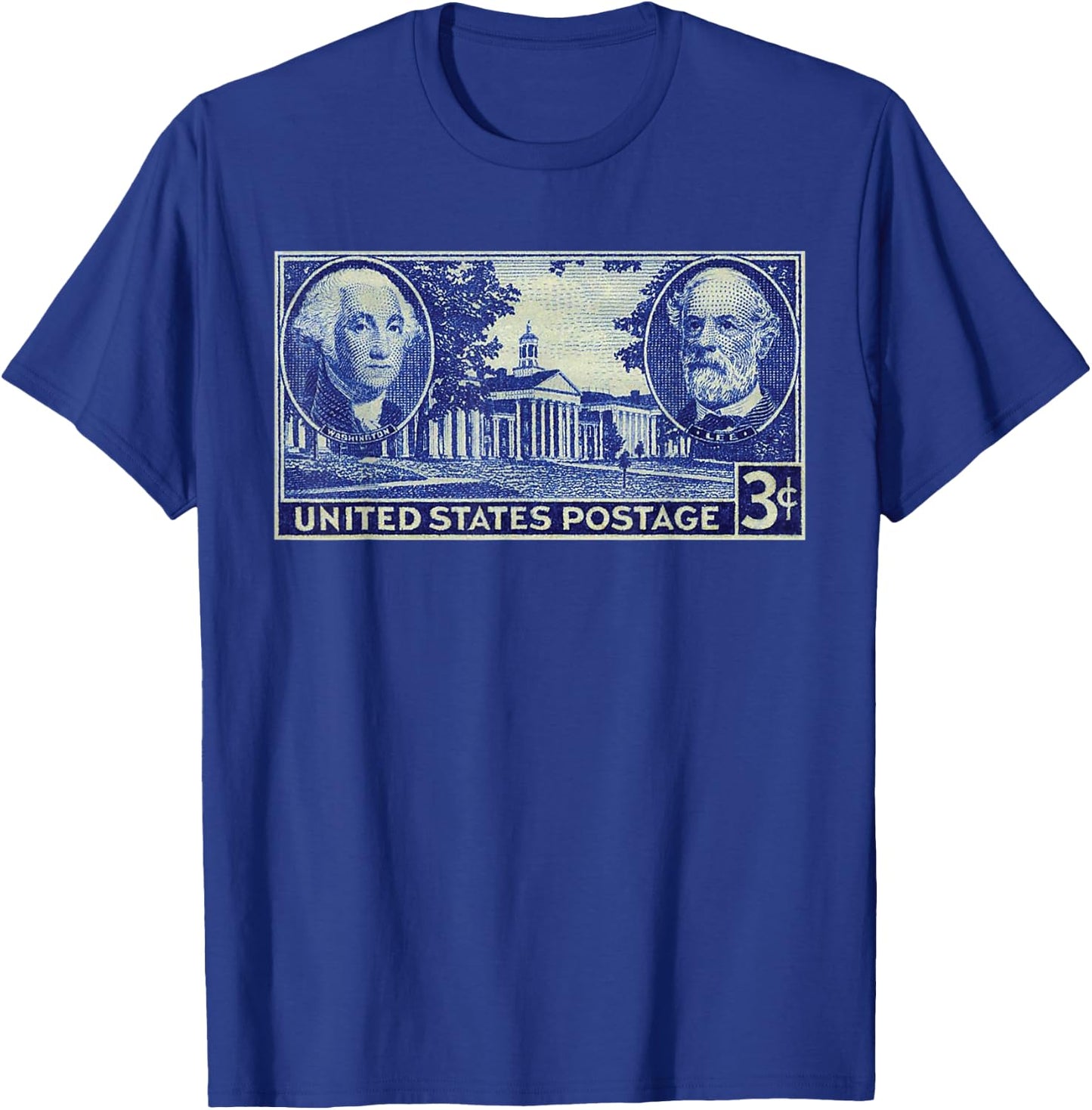 USA History Vintage Stamp George Washington & Robert E Lee T-Shirt - T-Shirt | Royal