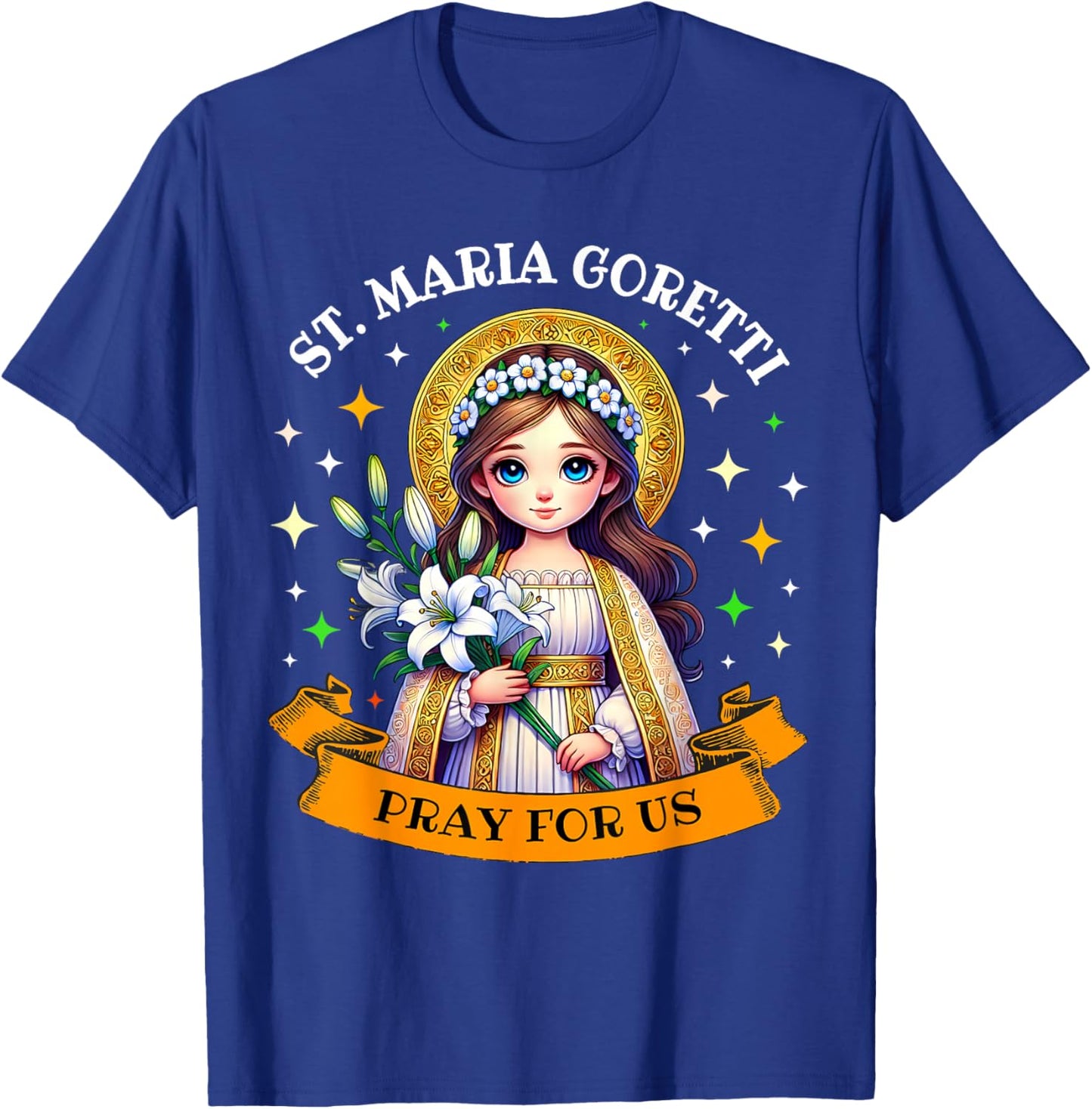 St Maria Goretti Lily Saints Catholic Saints for Children T-Shirt - T-Shirt | Royal