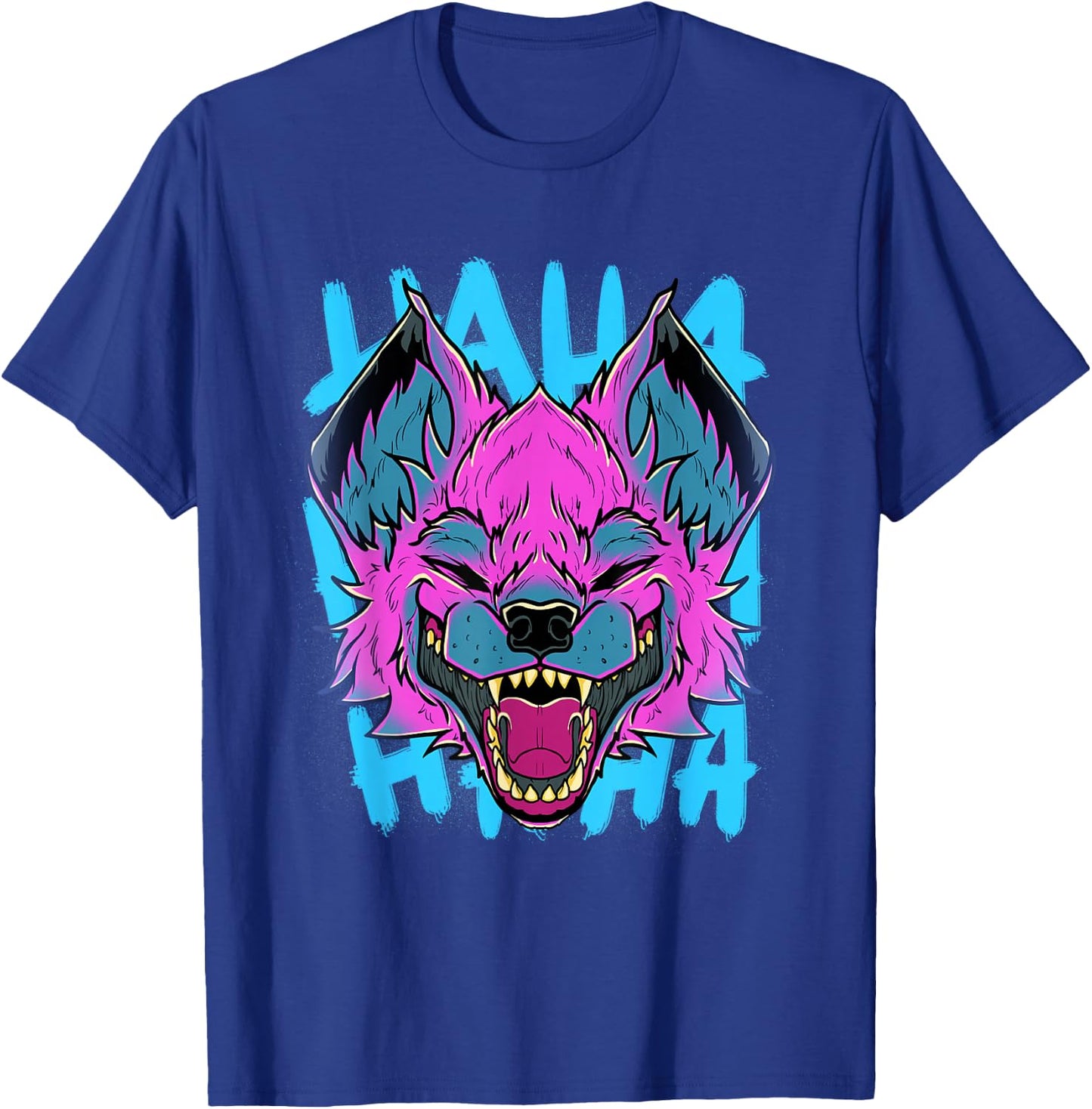 Vaporwave Laughing Hyena Safari African Animal Face Wildlife T-Shirt - T-Shirt | Royal