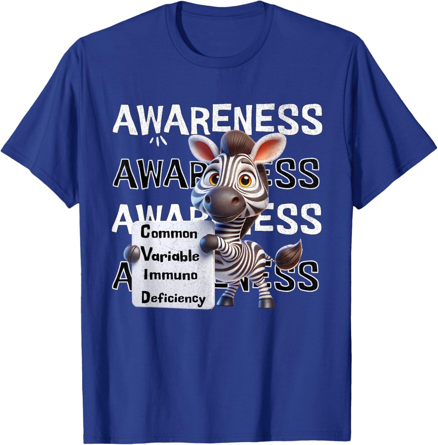 Common variable immunodeficiency CVID awareness zebra T-Shirt - T-Shirt | Royal