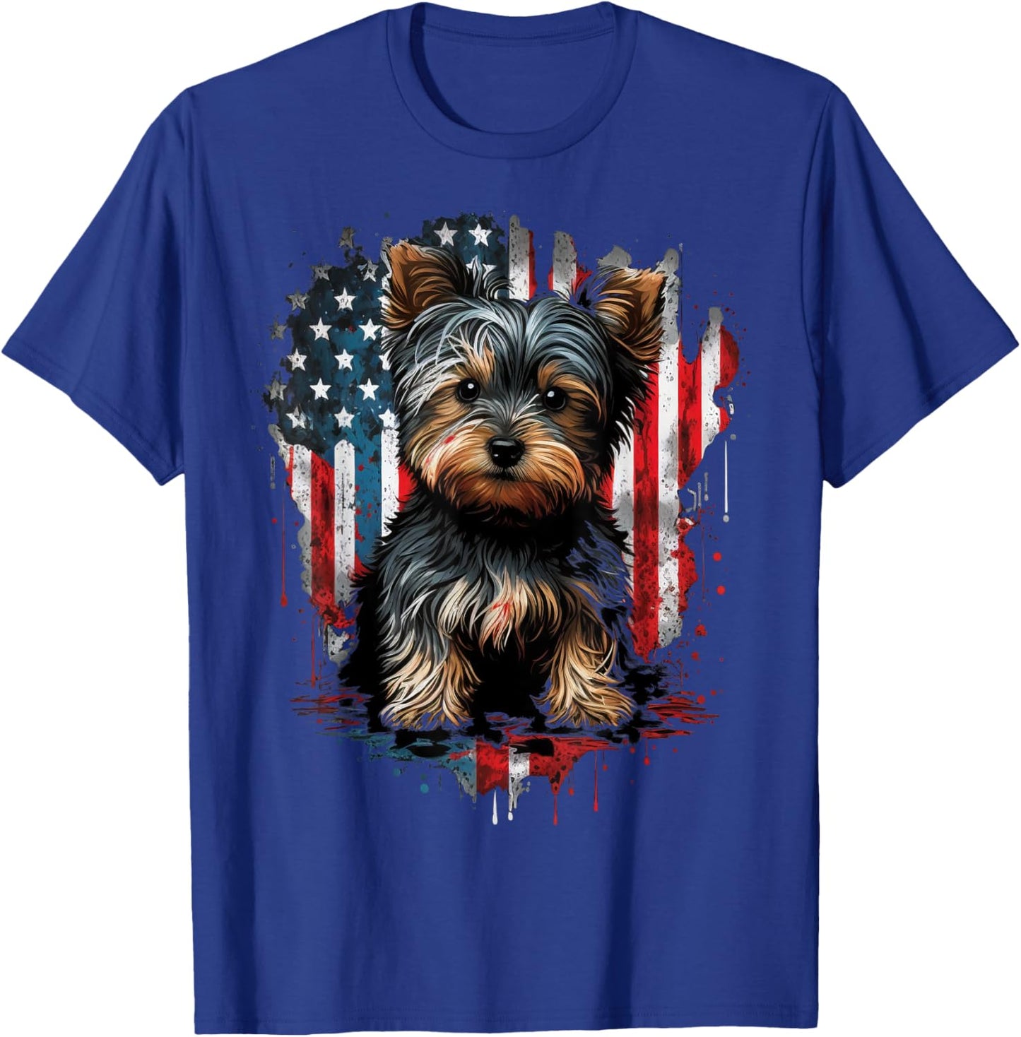 USA 4th of July Patriotic American Yorkshire Terrier T-Shirt - T-Shirt | Royal