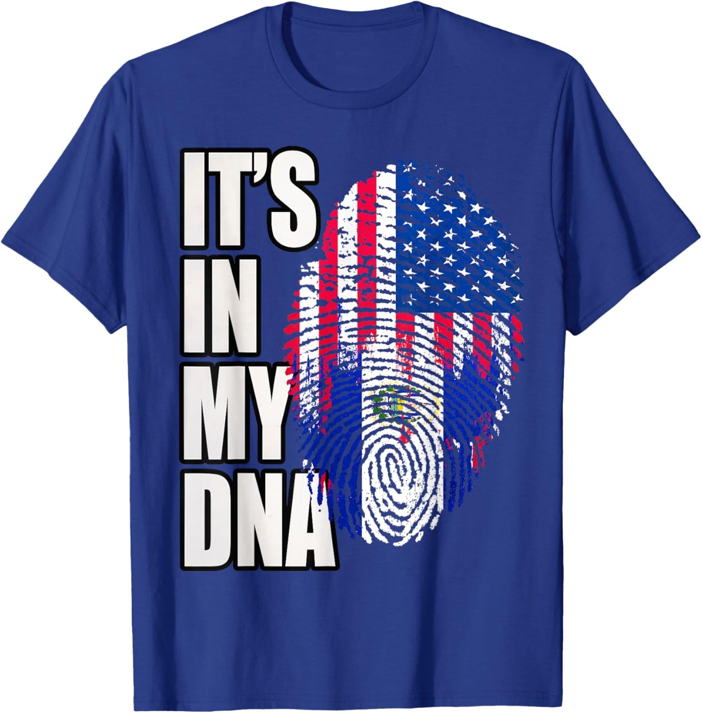 American and Salvadoran Heritage Mix DNA Flag T-Shirt - T-Shirt | Royal