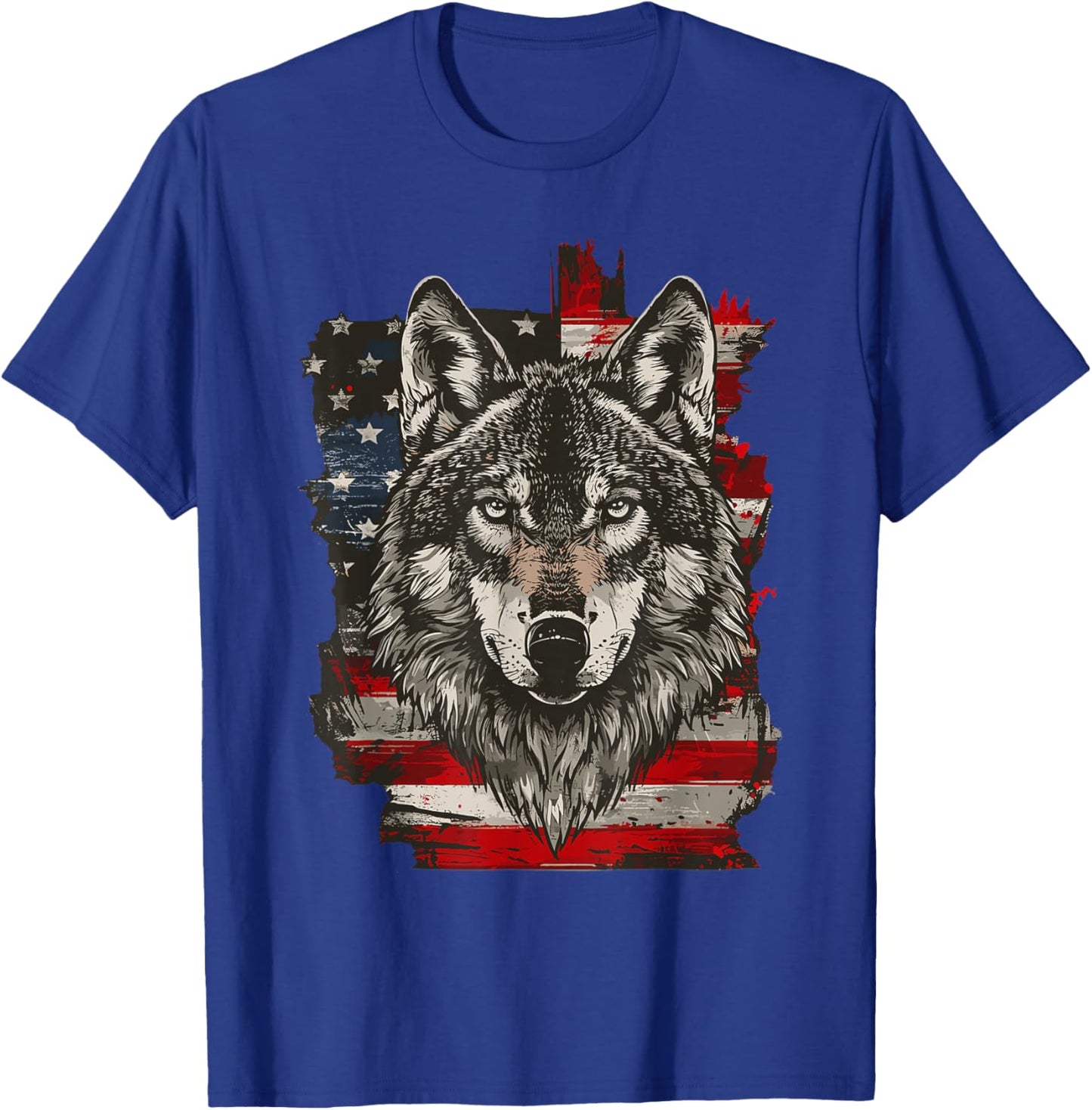 Wolf Outfit Patriotic Wolves 4th Of July USA American Flag T-Shirt - T-Shirt | Royal