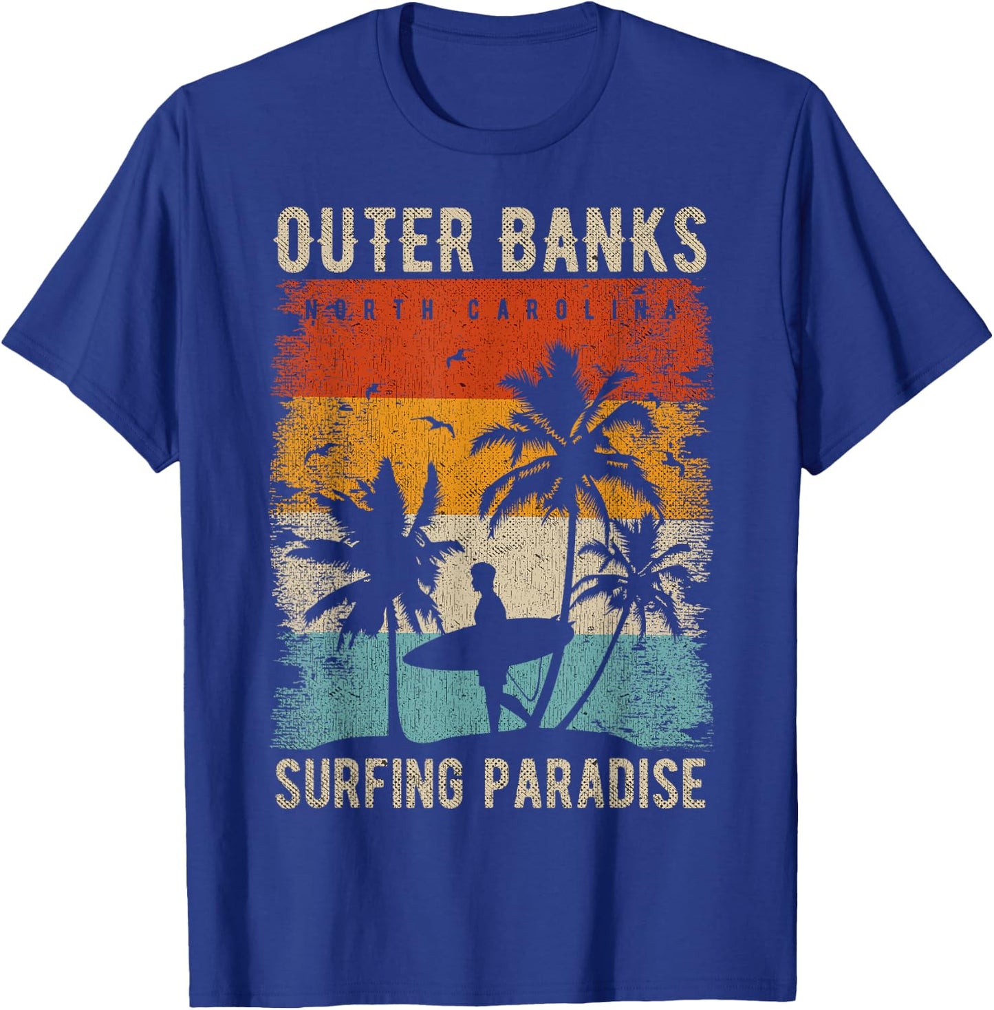 Outer Banks North Carolina Surfing Outfit Souvenir T-Shirt - T-Shirt | Royal