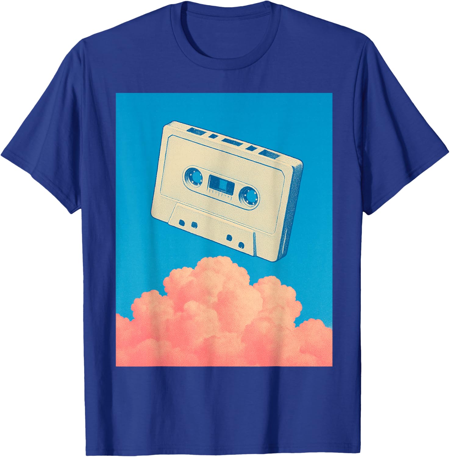 Floating Cassette in Dreamlike Blue Sky - Dreamcore T-Shirt - T-Shirt | Royal