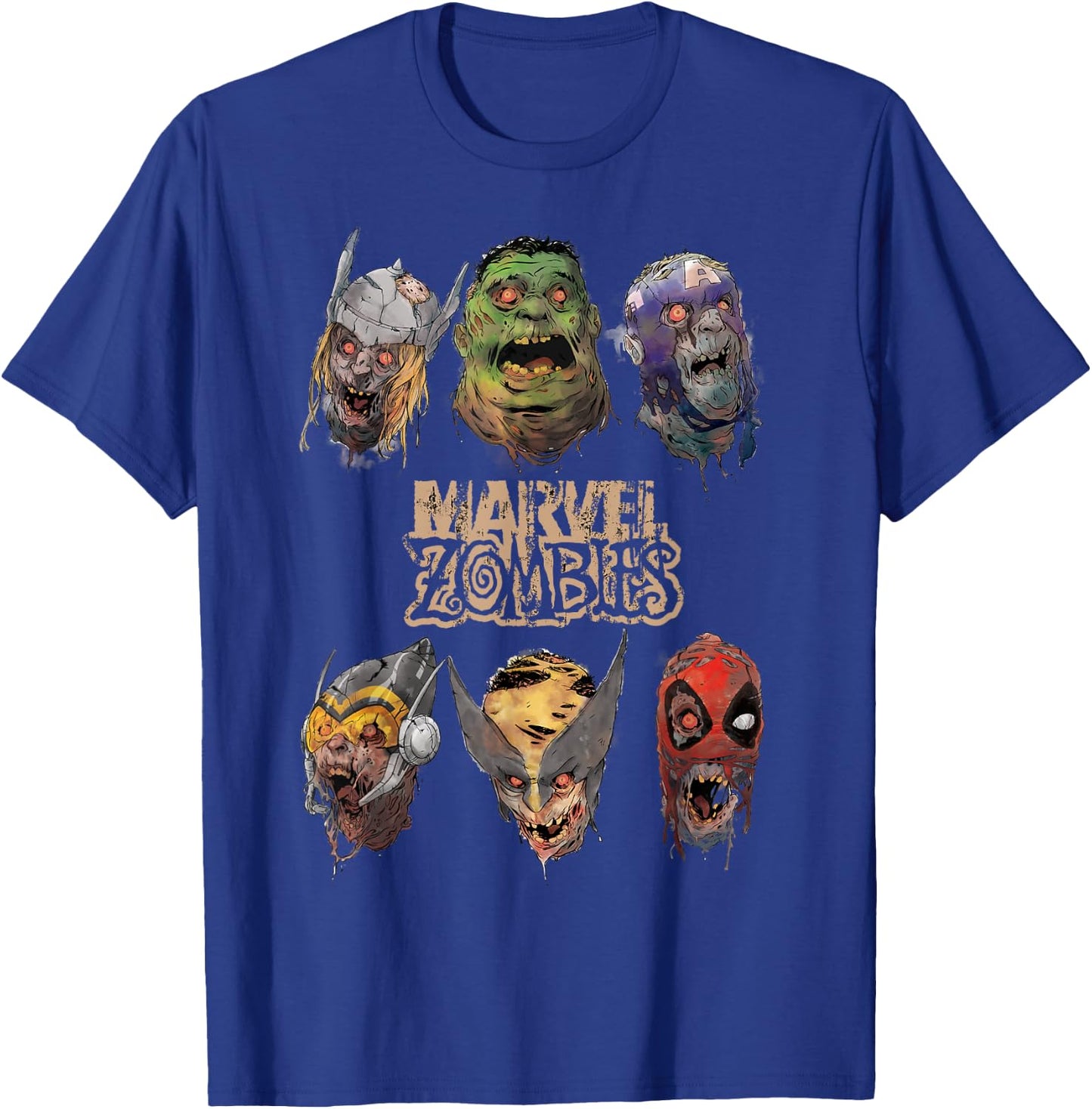 Marvel Zombies Group Shot Zombie Heads T-Shirt - T-Shirt | Royal