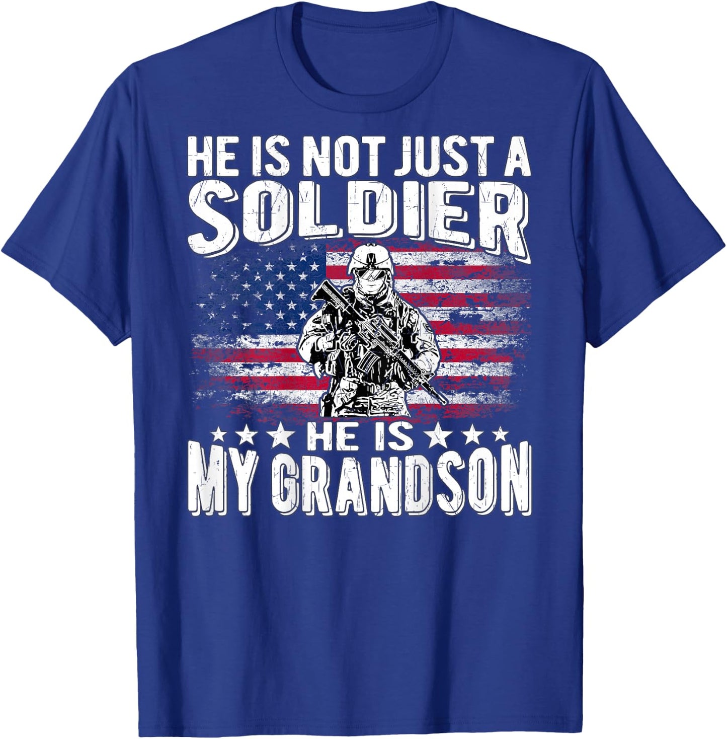My Grandson is A Soldier - Patriotic Proud Army Grandparent T-Shirt - T-Shirt | Royal