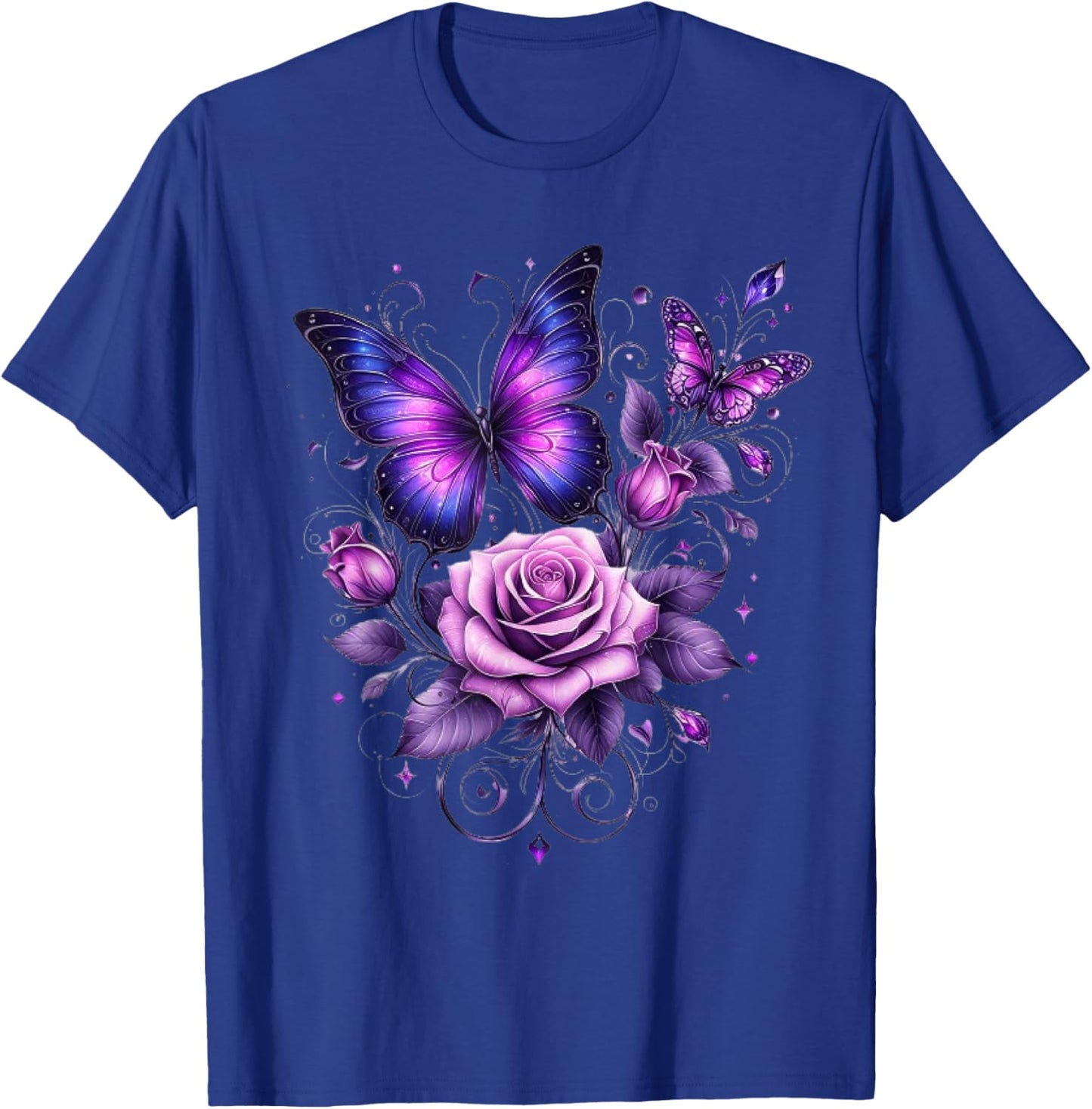 Beautiful Butterfly Purple Rose Butterfly Lovers Gifts Women T-Shirt - T-Shirt | Royal