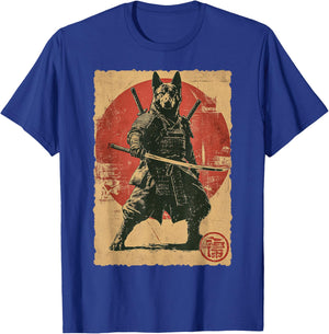 Funny Vintage Japanese Art German Shepherd Ninja Samurai T-Shirt - T-Shirt | Royal