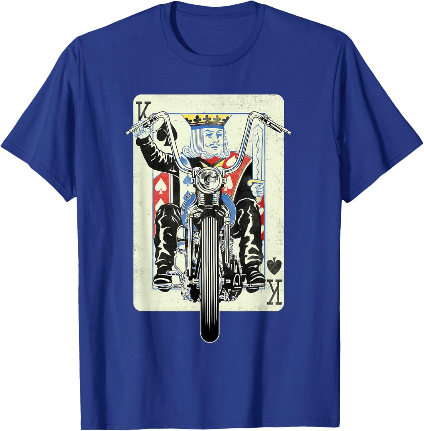Vintage King Card Motorcycle Poker Black Jack Gambling Biker T-Shirt - T-Shirt | Royal