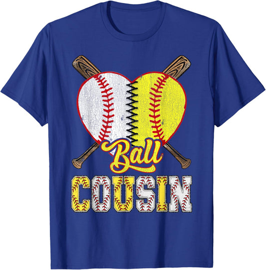 Cousin Of Both Ball Cousin Half Baseball Softball T-Shirt - T-Shirt | Royal