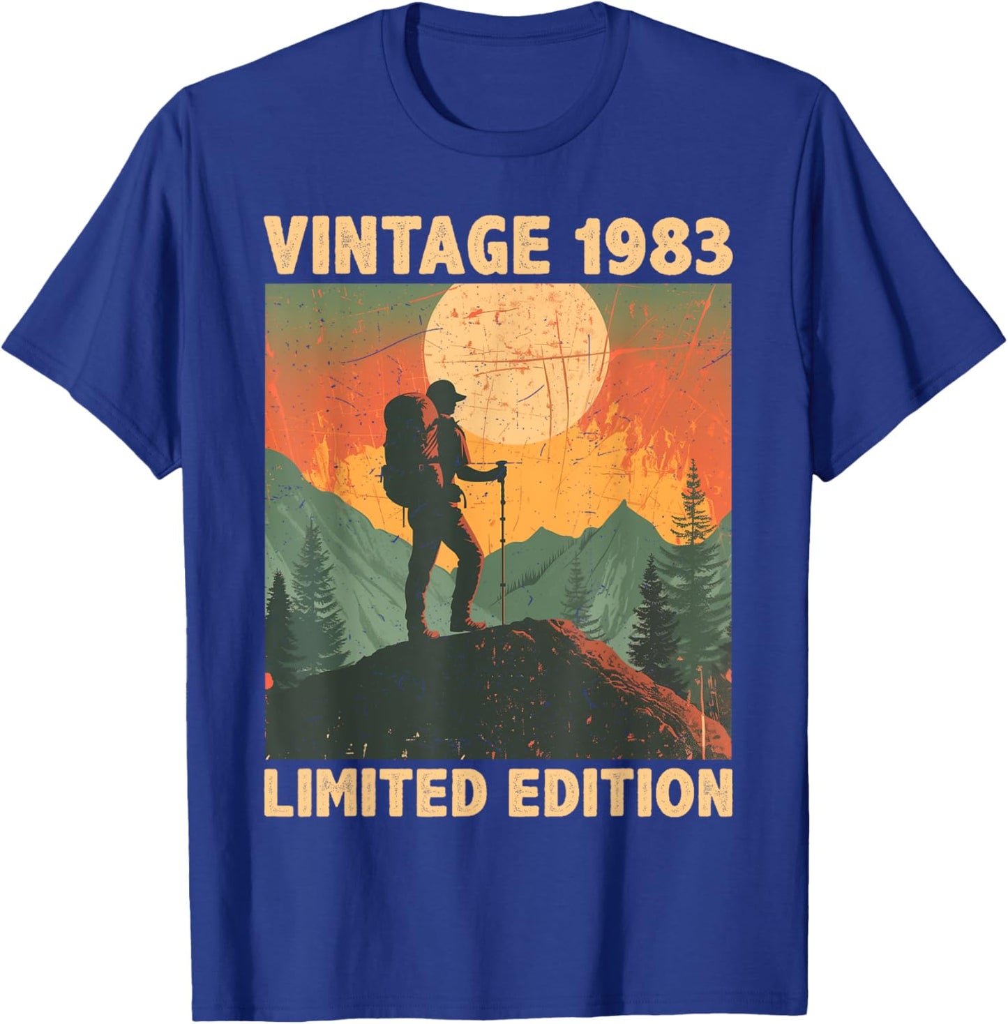 41 Years Old Gift Vintage 1983 Hiking Lover 41st Birthday T-Shirt - T-Shirt | Royal