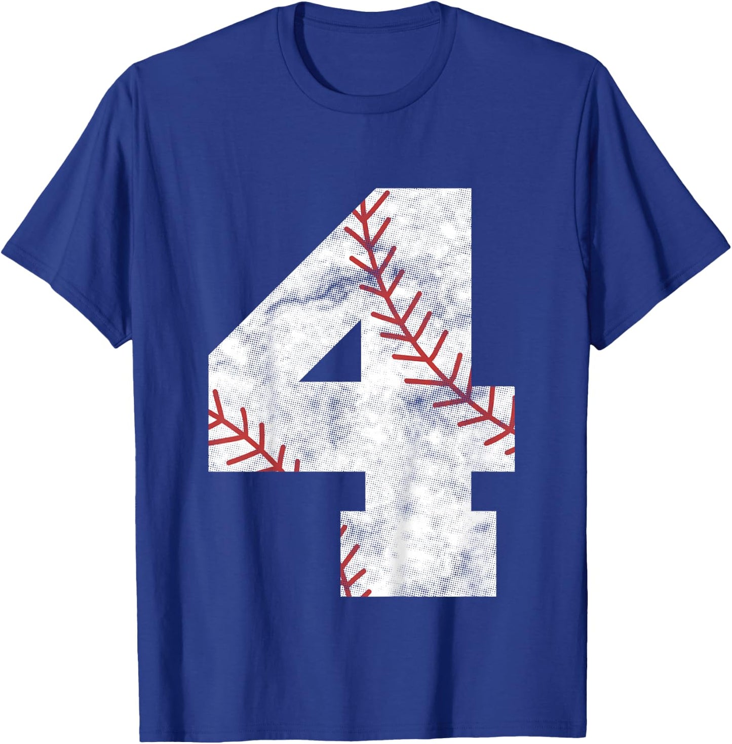 Kids 4th Birthday Baseball Big Number Four 4 Year Old Boy Girl T-Shirt - T-Shirt | Royal
