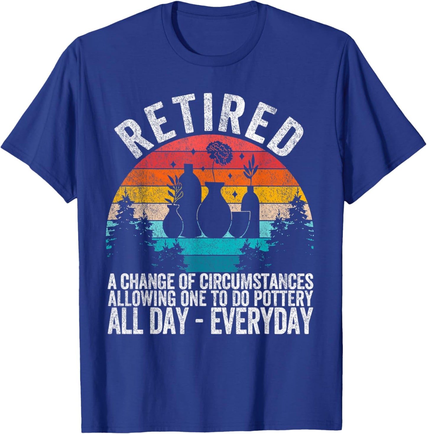 Funny Retired Definition Retirement Plan Pottery Retro T-Shirt - T-Shirt | Royal