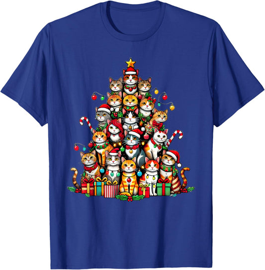 Cat Kitten Christmas Tree Funny Cat Xmas T-Shirt - T-Shirt | Royal