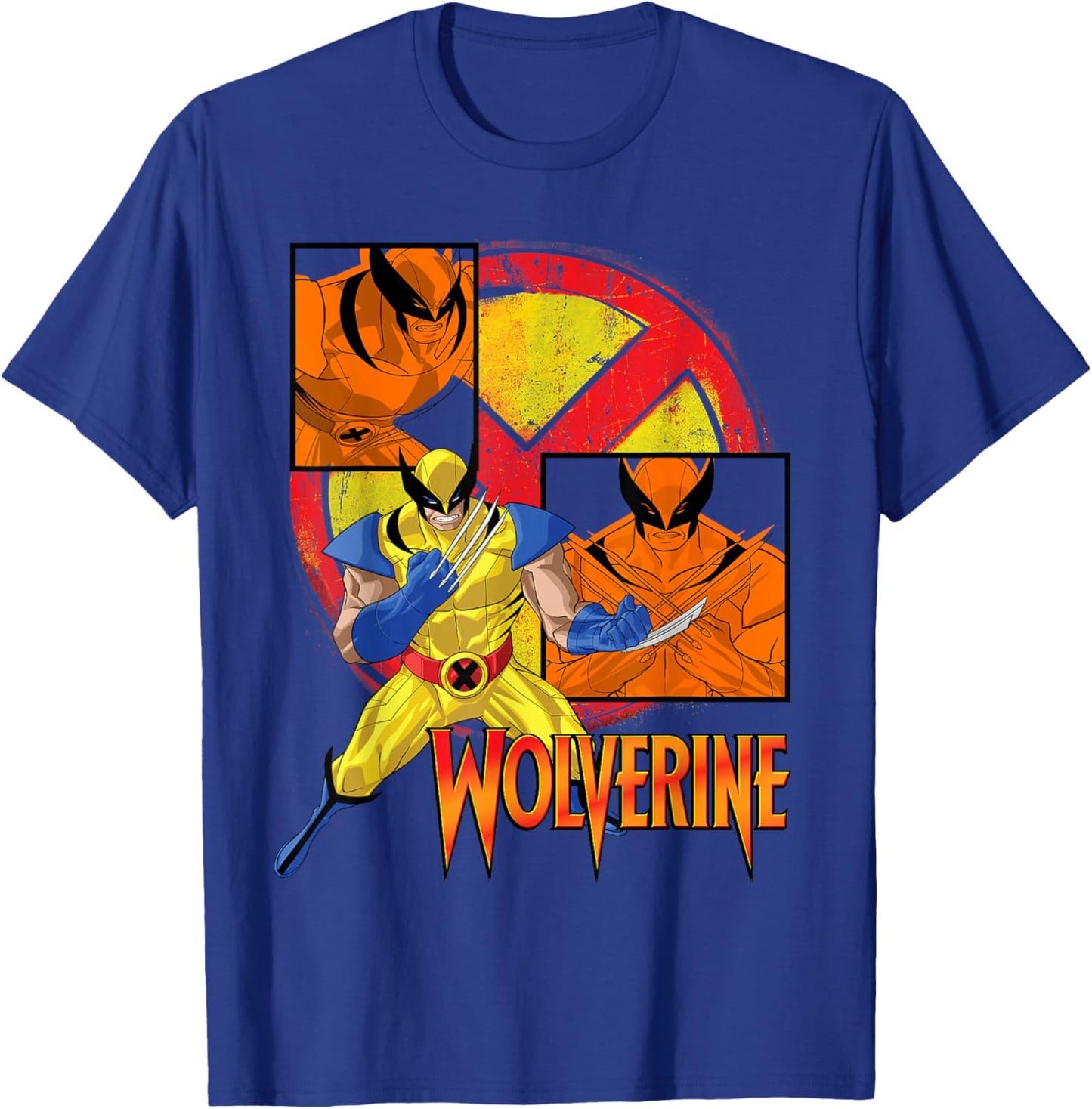 Marvel X-Men Wolverine Collage Panel Logo T-Shirt - T-Shirt | Royal