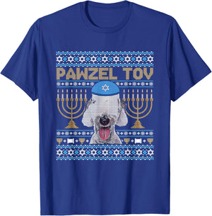 Pawzel Tov Jewish Bedlington Terrier Dog Funny Hanukkah T-Shirt - T-Shirt | Royal
