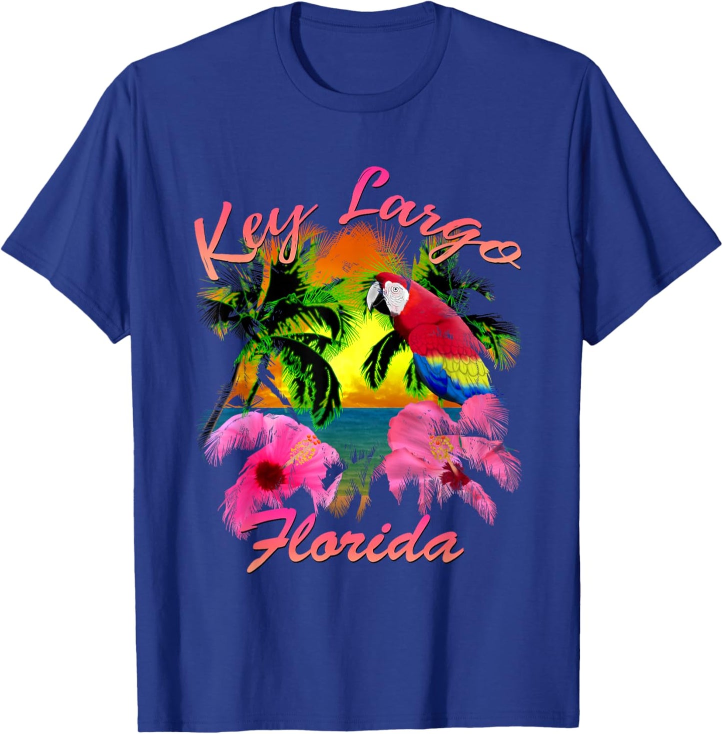 Key Largo Beach Sunset with Colorful Parrot Women Kids T-Shirt - T-Shirt | Royal