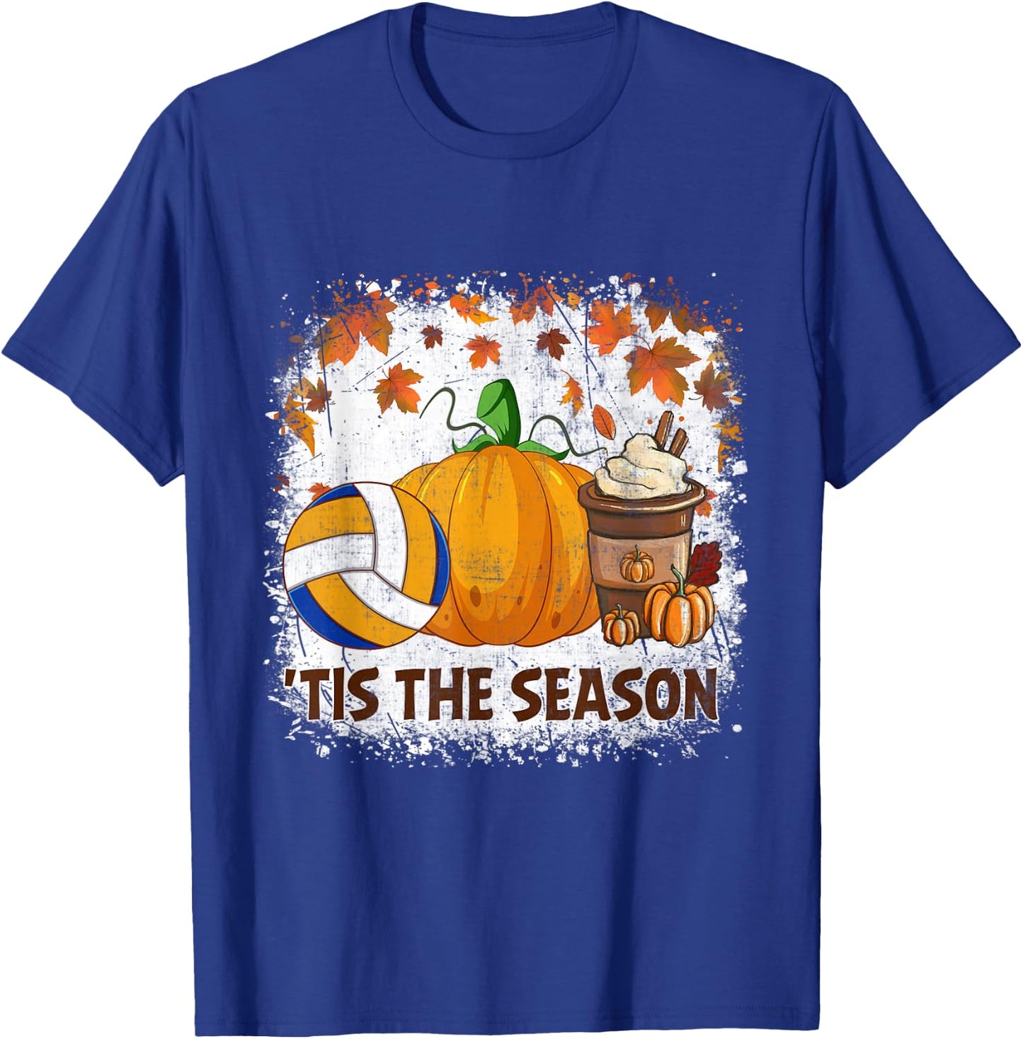 Pumpkin Spice Volleyball Tis The Season Fall Thanksgiving T-Shirt - T-Shirt | Royal