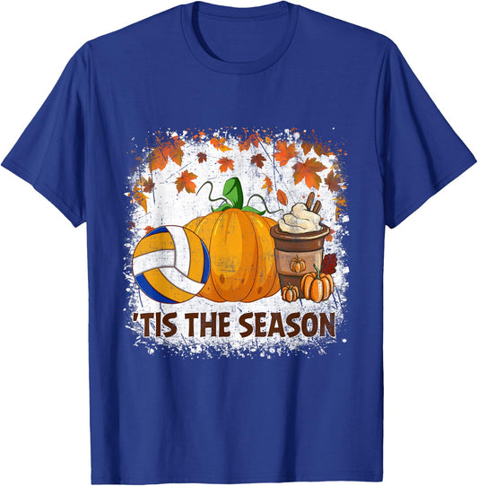 Pumpkin Spice Volleyball Tis The Season Fall Thanksgiving T-Shirt - T-Shirt | Royal