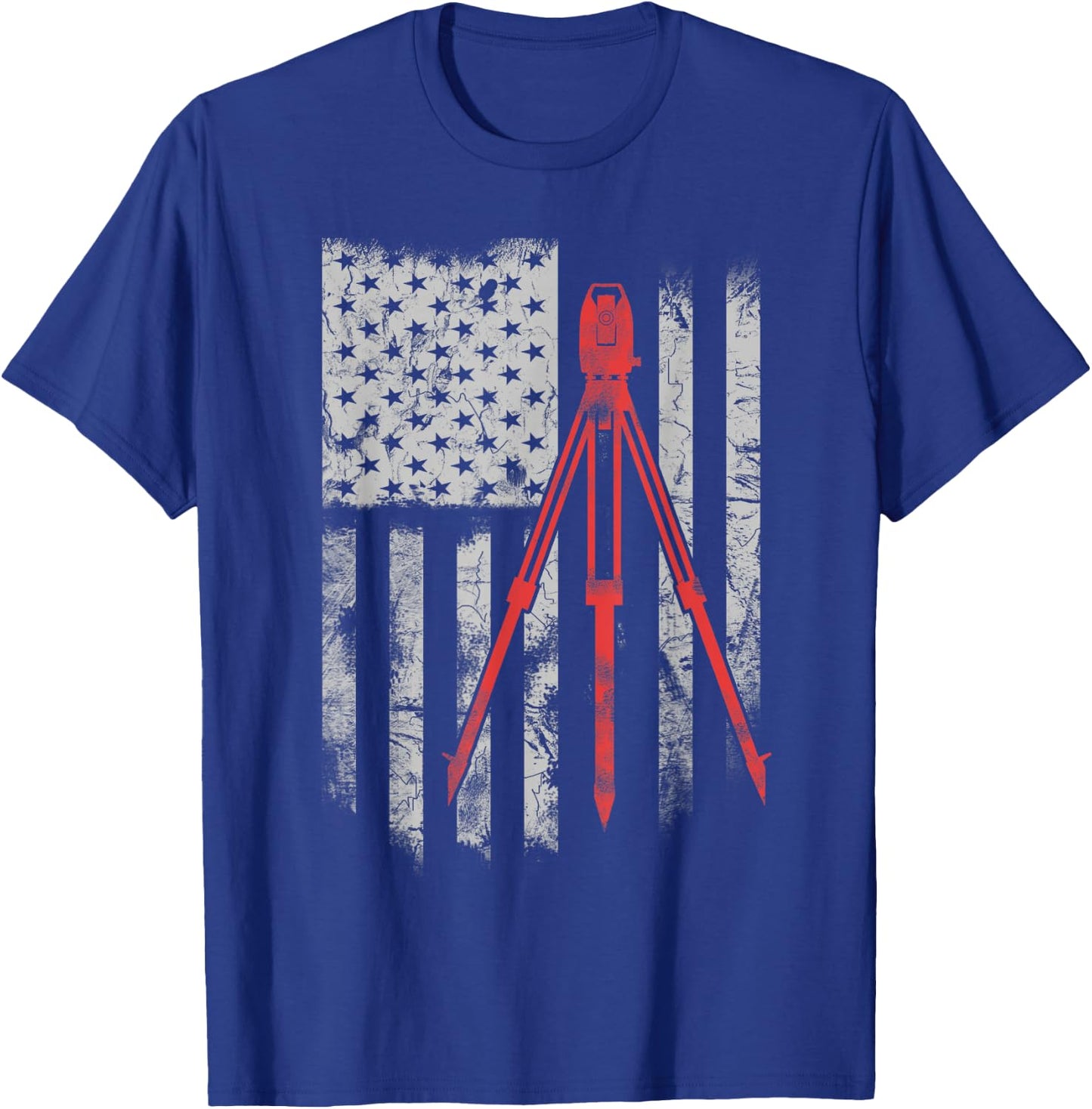 Tripod Survey Flag America 4th July Land Surveyor T-Shirt - T-Shirt | Royal