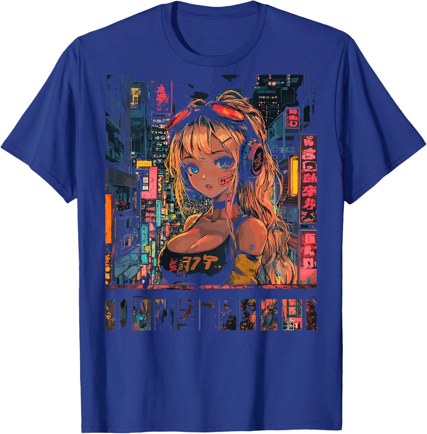 Anime Girl Japan Back Printed Graphic T-Shirt - T-Shirt | Royal
