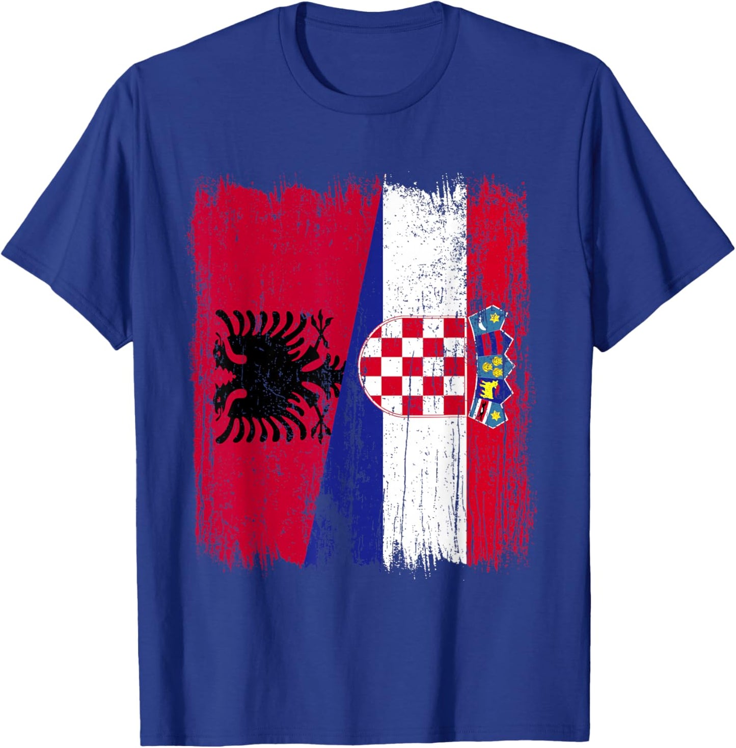 Albanien Kroatien halbe Flagge Stolze albanische kroatische Wurzeln T-Shirt - T-Shirt | Royal