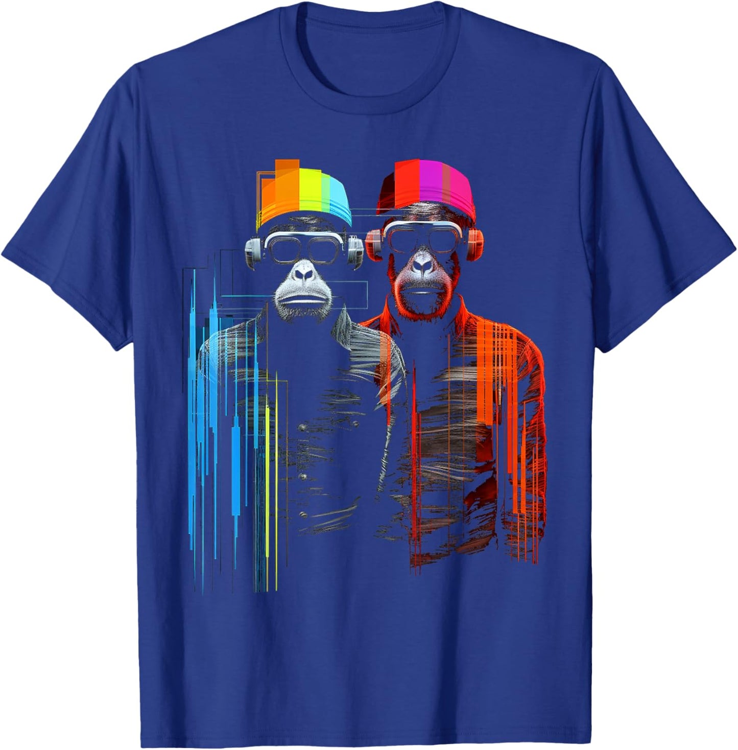 Monkey Colorful Animal Drawingg Abstract Art Monkey T-Shirt - T-Shirt | Royal