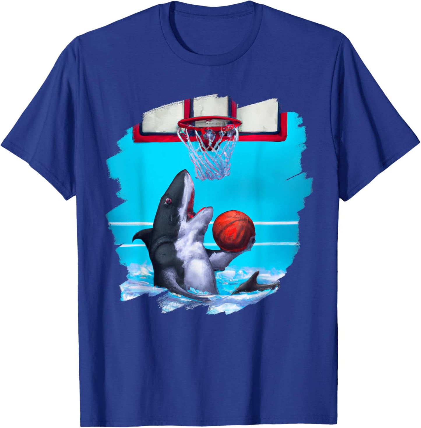 Shark Playing Basketball Funny Sharks Basketball T-Shirt - T-Shirt | Royal